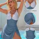 SUUKSESS Women One Piece Swim Dress Tummy Control Swimsuit Tie Knot Bathing Suit (Blue, L)