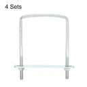 uxcell Square U-Bolts, 4 Sets 100mm Inner Width 150mm Length M8 Zinc-Plated Carbon Steel U Clamp Bolt with Nuts and Plates, for Boat Trailer