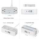 REALMADE 10 FT Flat Plug Extension Cord, 4 AC Outlets 4 USB Surge Protector Power Strip, 950 Joules Protection, Wall Mount Desk Charging for Home Office, White & Gray