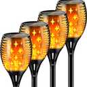 YoungPower Solar Torch Lights with Flicking Flame, Outdoor 43" Large Landscape Path Light Waterproof Flame for Garden Yard Patio, 4 Pack