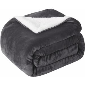 SOCHOW Sherpa Fleece Throw Blanket, Reversible Super Soft Luxurious Plush Blanket Twin Size, Dark Grey (60"80")