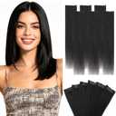Hairro 6PCS Short Clip In Hair Extensions Real Human Hair Dark Black Clip Ins Remy Small Mini Clip On Hairpin Hairpieces For Women 31g 10 Inch #01