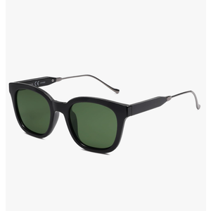 SOJOS Classic Square Polarized Sunglasses Womens Mens Retro Trendy UV400 Sunnies SJ2050, Black/Dark Green