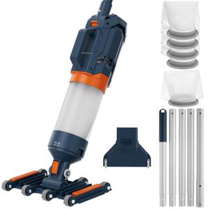 Heavy Duty Handheld Pool Vacuum - 18.9GPM Powerful Suction, 25m Ultra Fine Mesh Filter for Smaller Debris, 14'' Wide Vacuum Head, 60mins Running Time