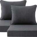 Outdoor Patio Chair Cushions Set, 24" x 24", Set of 2, Water-Repellent, Fade Resistant, Deep Seat Bottom and Back Cushion for Backyard, Couch, Sofa and Patio Furniture, Charcoal