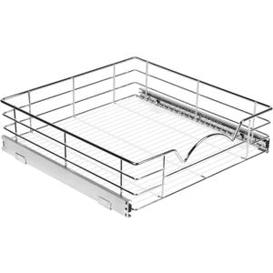 HOLDN STORAGE Pull Out Cabinet Organizer, Individual Sliding Drawers - Heavy Duty Metal - Anti Rust Chrome Finish (Single Tier, 20" W)