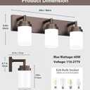 Bathroom Light Fixtures, Oil Rubbed Bronze Bathroom Lighting Fixtures Over Mirror, Modern Vanity Light with White Glass Shade, Restroom Lighting Fixtures, 3-Light 22-inch
