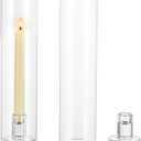 NUPTIO Hurricane Glass Candle Holders: 2 Pcs Candlestick Holder for Taper Candles with Cylinder Covers 11.8 inch Tall Windproof Clear Candlesticks Holder Stand for Wedding Party Christmas Home Decor