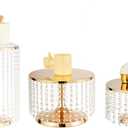 Gold Cake Stand Set of 3, Metal Mirror Cake Stand Cake Pedestal With Crystal Pendants and Beads, Cupcake Candy Birthday Party Wedding Party Dessert Display Stands