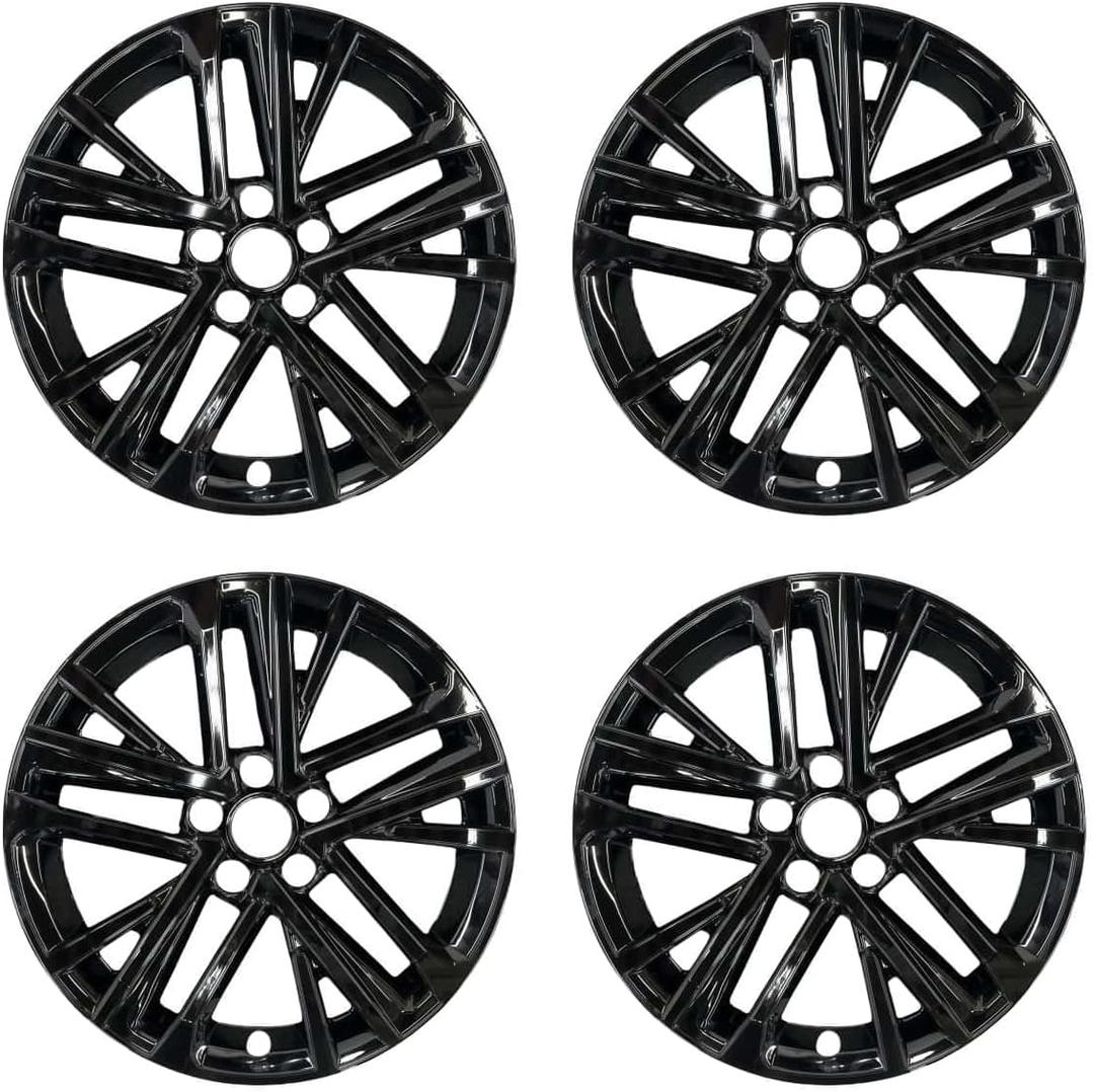 18-Inch Wheel Skin Set Compatible with Toyota Camry 2025 Wheel Covers; Set of 4 Pack; ABS Premium Quality; Snap On Installation (Glossy Black)