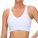 THE GYM PEOPLE Women's Padded Sports Bra V-Neck Wireless Stretchy Workout Crop Tops with Cross Hem Soft Yoga Bras XL