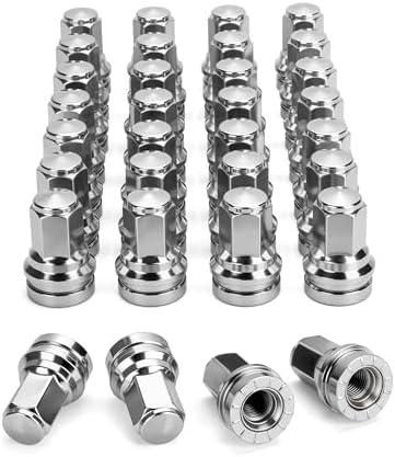 14x1.5 Ford OEM Lug Nut, Mag Seat One-Piece Stock Design Wheel Lug Nut with Washer Fit 2017-2024 Ford F-250 F-350 Factory Wheel Trucks,32Pcs Chrome Centered Round HCPZ-1012-B HCPZ-1012-A Replacement 32 Count