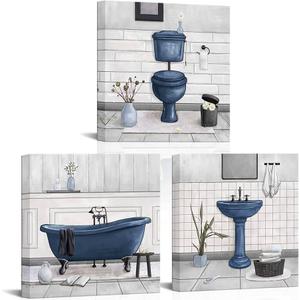 Nachic Wall Lavender Bathroom Wall Art Spa Picture Prints Modern Grey and Blue Bathroom Decor (Blue)