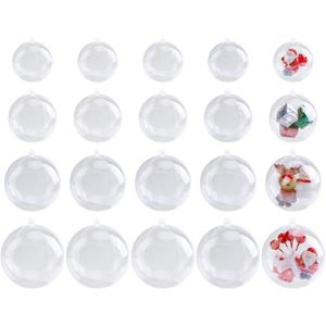 LYLYFAN 20 Pack Clear Plastic Fillable Ornament Ball for Christmas,Holiday, Wedding,Party,Home Decor 4 Sizes (50/60/70/80mm)