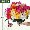 16 Bundles Artificial Flowers for Front Door, Fake Silk Azalea Bouquet Silk Flowers for Outside UV Resistant Realistic Faux Plants for Planter Farmhouse Patio Garden Walkways Home Decor (Mixed Color)