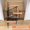 29"-40" Baby Gate for Stairs, Auto Close Stroller Friendly Dog Gate Indoor for Doorways, Pressure Mounted Baby Gate, Easy Walk Through Gate for Children & Pets, Black