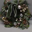 Lighted Christmas Wreath, with green ribbon 
Winter Wreath