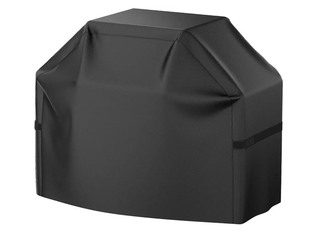 Grill Cover, 58 inch BBQ Gas Grill Cover for Outdoor Grill, Waterproof, Anti-UV, Rip-Proof, Fade Resistant Material, Barbecue Cover with Hook-and-Loop Straps & Adjustable Hem Drawstring, Black