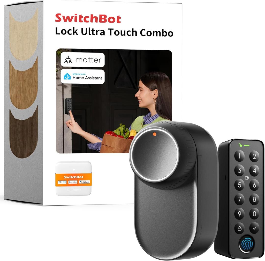 Smart Lock Ultra with Keypad,Fingerprint Door Lock, App Remote Control, Built-in WiFi Keypad Deadbolt, Auto Unlock, Waterproof&Easy Install,Supports Alexa and Google (Lock Ultra Touch Combo) (Black)