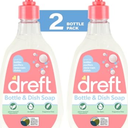 Dreft Baby, Bottle and Dish Soap, Removes Milk Film & Odor, Plant Based, Fragrance Free, Travel Size Bottles, 18 Fl Oz (Pack of 2)