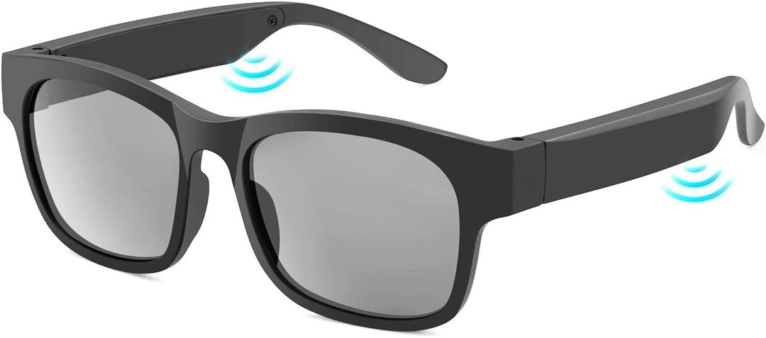 Smart Glasses, Bluetooth Sunglasses for Men and Women Dual Speakers and Hands-Free Calling, Polarized Lenses, Apply to Outdoor Sports,Travel, Drive Listening to Music (Black)