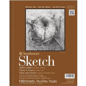 Strathmore 400 Series Wire Bound Sketch Pad, 60 lb. Paper, 11 X 14 inches, White, 100 Sheets (455-4)