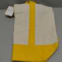 TOPDesign 1-Pack Canvas Tote Bag with an External Pocket, Reusable Grocery Shopping Bag, Top Zipper Closure, Daily Essentials (Yellow/Natural)