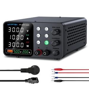 DC Power Supply Variable, 30V 10A Adjustable Switching Regulated Bench Power Supplies with Memory Preset/Locking Key/OCP Protection/Output/USB Fast Charging /4-Digit LED Display
