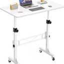 HOMIDEC Standing Desk, 32 Inch Portable Small Desk Adjustable Height, Rolling Home Office Desks with Wheels, Sit Stand Desk for Bedroom Walking Pad Home Office Small Space, White