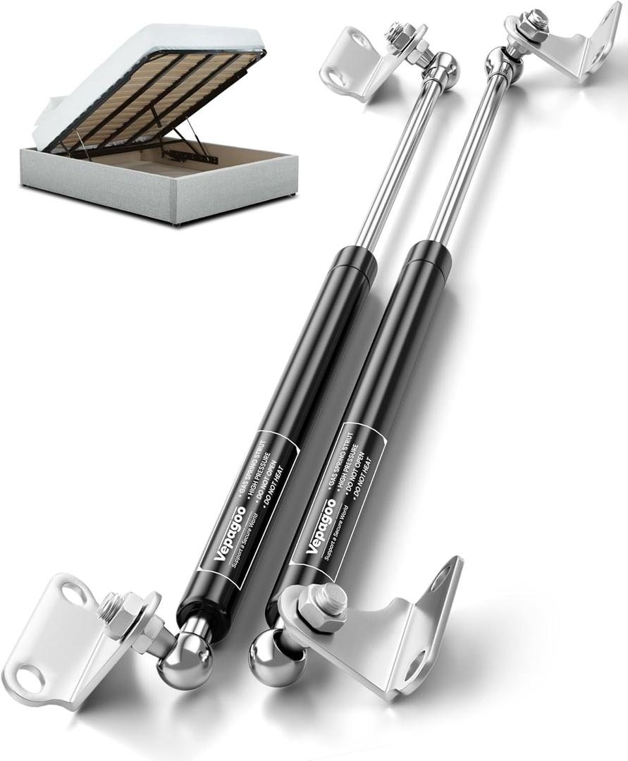 Vepagoo Gas Struts 15 Inch 67Lb/300N Shock for Heavy Lid, RV Bed Toolbox Boat Hatch Cabinet Trap Door, Heavy Duty Lift Support Spring with Mounting Brackets, (Fit 53lb-74lb Lid), 2pcs (1pair)