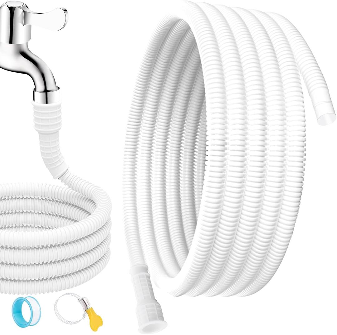Universal Dehumidifier Drain Hose 13 Feet Air Conditioner Hose with Cut-Table Rubber Adapter Connect Clamp and Teflon Tape, Drain Pipe for Dehumidifiers, Air Conditioners