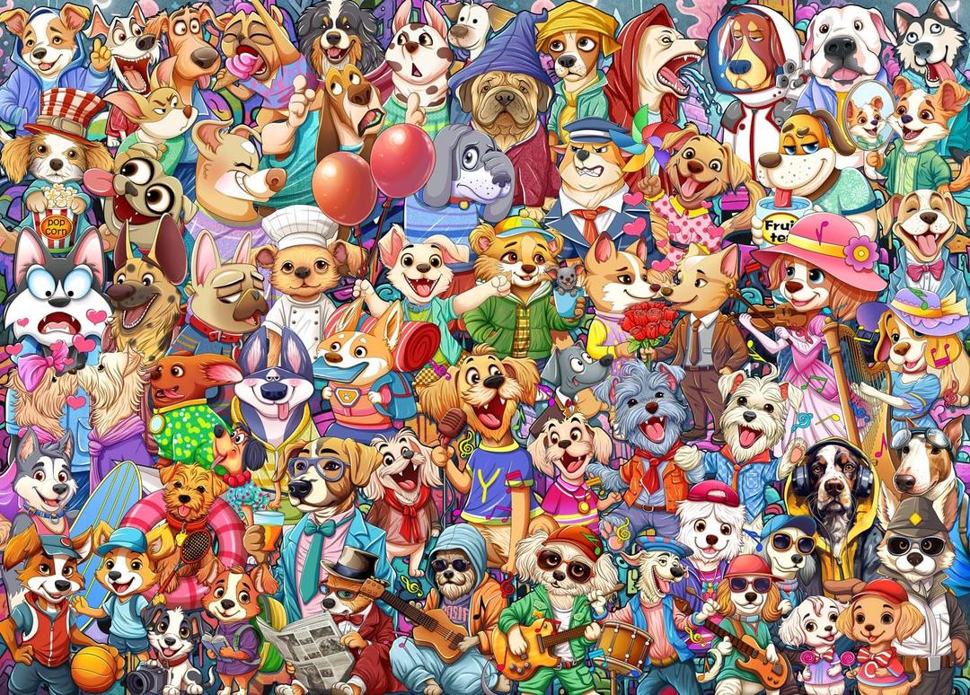 Jigsaw Puzzles for Adults 1000 Piece Puzzle for Adults 1000 Pieces Puzzle 1000 Pieces Dog's World