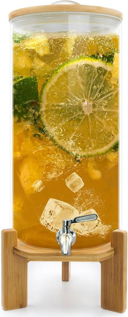 Drink Dispenser,2.9 Gallon Drink Dispensers for Parties,Glass Beverage Dispenser with Spigot - Jumbo Glass Drink Dispenser,Bars,Restaurants,Party,Suitable for cold/hot water