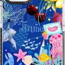 for iPhone 12 mini Case Pink Ocean Adventure Collage Pattern Military Grade Drop Protection Slim TPU with Camera Protection, Aesthetic Summer Design for Women Girls