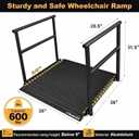 Ruedamann 36" L x 36" W Aluminum Wheelchair Ramp with Handrails, Non-Slip | Extra-Wide Platform, Dual Handrails, Ground Pins Included, For Home Steps & Doorways, Black
