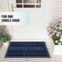 OLANLY Welcome Door Mat Indoor Outdoor Entrance, Heavy Duty Sturdy Front Door Mat, Waterproof All-Weather Doormat, Stain Resistant, Low Profile, Easy Clean Patio Entryway Mat, 29.5 x 17, Navy Blue