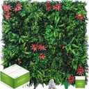 Grass Wall Panels 12 Pack 20"x20", Artificial Hedge Greenery Wall Backdrop, Plant Wall, UV Protected Privacy Fence Screen, Green Wall Decor for Outdoor Indoor Wedding Dcor (Red Maple)