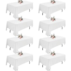 8Pack White Table Cloth Rectangle Tablecloth 60 x102Inch,Polyester Table Cloths for 6Foot Rectangle Tables Wrinkle Resistant Washable Fabric Polyester Clothes for Christmas Wedding,Banquet,Party