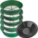 6 Piece Gold Panning Kit with Classifiers 1/2", 1/4", 1/8", 1/12", 1/20" Mesh Screens and 12" Gold Pan, Fits on Top of 5 Gallon Bucket