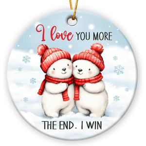 7 x I Love You More The End I Win Ornament - Couples Christmas Ornament 2025, Gift for Him Boyfriend and Love Gifts for Her - Couple Ceramic Ornaments for Christmas Tree