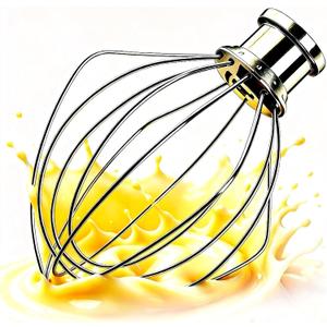 K45WW whisk attachment for kitchenaid mixer, compatible with kitchen aid - 4.5 & 5 Qt Full Stainless Steel 6-Wire Whip, Tilt-Head Mixer Replacement Part, Dishwasher Safe
