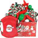 Christmas Dog Toys 15 Pack, Puppy Rubber Chew Toys with Rope Toys Set, Interactive Tough Christmas Gifts Box for Dogs, Training Playing Teething Busy Toys Bulk for Holiday Puppies Presents (Red)