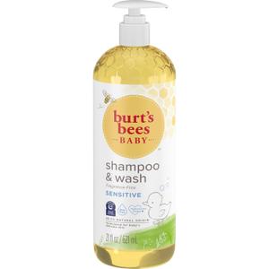 Burt's Bees Baby Sensitive Shampoo and Wash, Fragrance Free, Tear Free, Pediatrician Tested, 98.7% Natural Origin, 21 Fluid Ounces