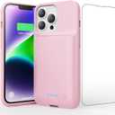 Battery Case for iPhone 13/13Pro/14 (6.1 Inch),Real 7500mAh Battery Charging Case Portable Rechargeable Protective Extended Additional Charger Case for iPhone 13/13pro/14,Pink