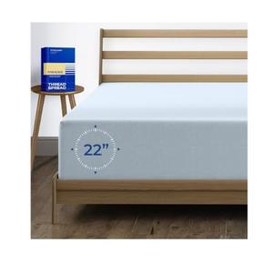 1000 Thread Count 100% Cotton Fitted Sheet, Light Blue California King 22" Fitted Sheet, Long - Staple Combed Pure Natural Cotton Sheet, Soft & Silky Sateen Weave