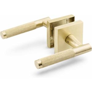 Premium Polished Gold Door Handles for 1 3/8" - 2" Compatible Doors –Soft Gold Door Handles Interior Non-Locking - Easy Installation, Reversible (Passage)