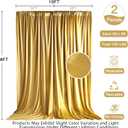Gold Backdrop Curtain 10x10ft, 2 Panels Gold Drapes with Rod Pocket, Wrinkle Free Curtain for Wedding Golden Photo Background for Prom, Graduation, Birthday, Wedding Party YUNBSDJ069