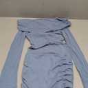 Women Sexy Off Shoulder Bodycon Mini Dress Mesh Sheer Ruched Sparkly Flared Long Sleeve Y2K Dress Club Night Out Dresses (Medium, Light Blue (1 Or 2 Size Up)