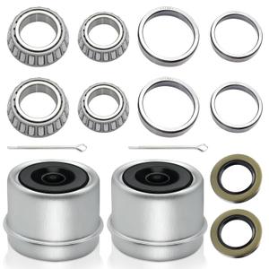 2 Set 3500lb Trailer Bearings Kit L68149/L68111 and L44649/L44610 Fits for 1-3/8'' to 1-1/16'' Axles Trailer Wheel Hub with 171255TB Seal OD 1.719'', Dust Cover and Cotter Pin
