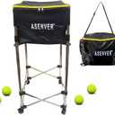 Tennis Ball Cart Removable Pickleballs Hopper with Wheels Basket Hold Up to 160 Balls for Tennis Ball (Black)